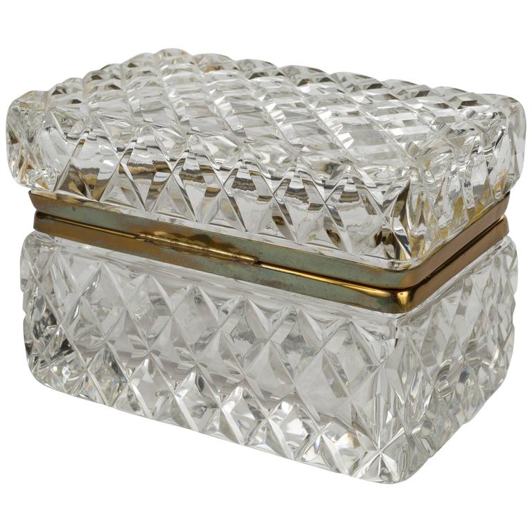 Cut Crystal and Bronze Jewelry Casket Box For Sale at 1stdibs