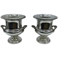 Pair of English Champagne Coolers in Old Sheffield Plate