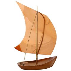 Franz Hagenauer Sailing Boat Ship, Wood Copper Brass, Austria, 1950 2