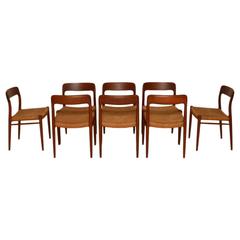 Set of Eight Danish Teak Dining Chairs by Niels Moller Vintage, 1960s