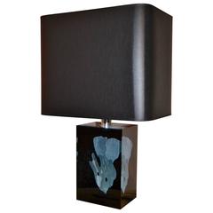 1970s Lucite and Bleu Coral Inlaid Lamp 8