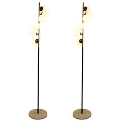 Beautiful Pair of Spiral Opaline Six Lights