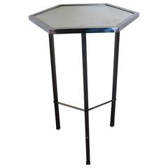 Side or End Table in Nickel and Mirror Glass Attributed to Jacques Adnet