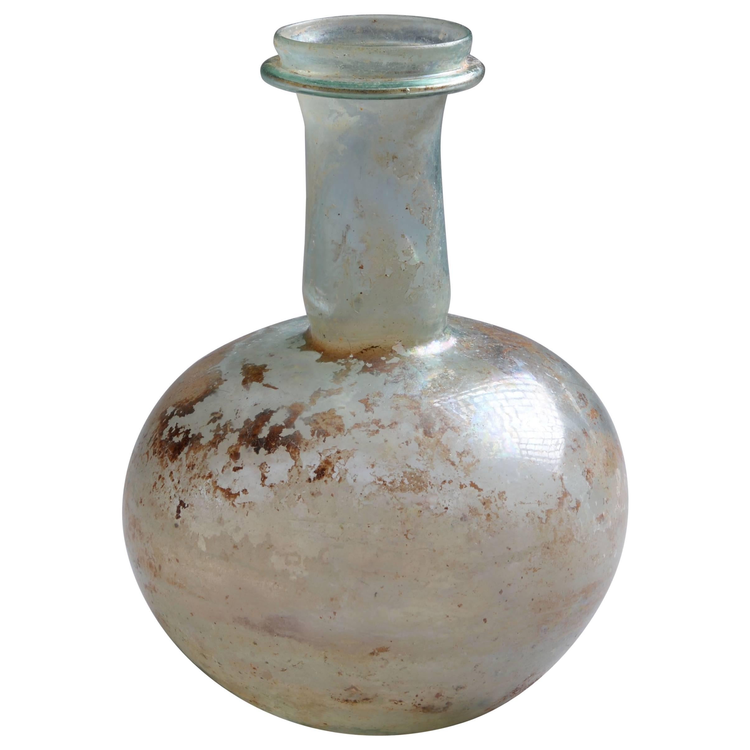Ancient Roman Glass Bottle, 150 AD