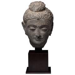 Gandharan Schist Stone Head of Buddha, 250 AD 2