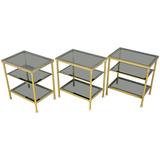 Maison Bagues, Set of Three Brass Side Tables