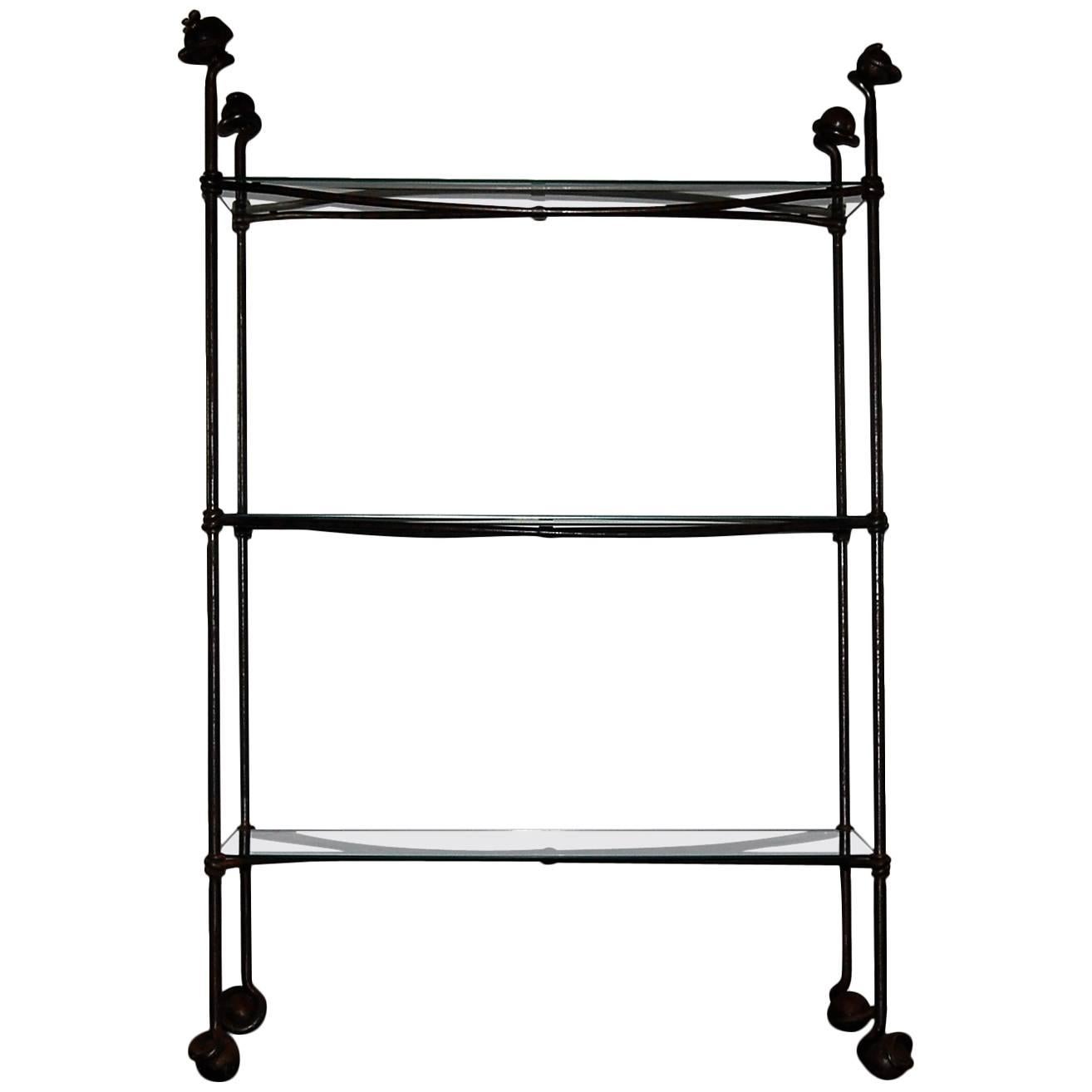 Wrought Iron and Glass Apothecary Display Shelf