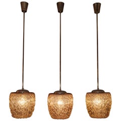 Set of Three Ceiling Lamps by Rupert Nikoll, Vienna, circa 1950