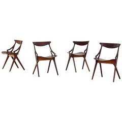 Four Rare Dining Chairs by Arne Hovmand-Olsen for Mogens Kold