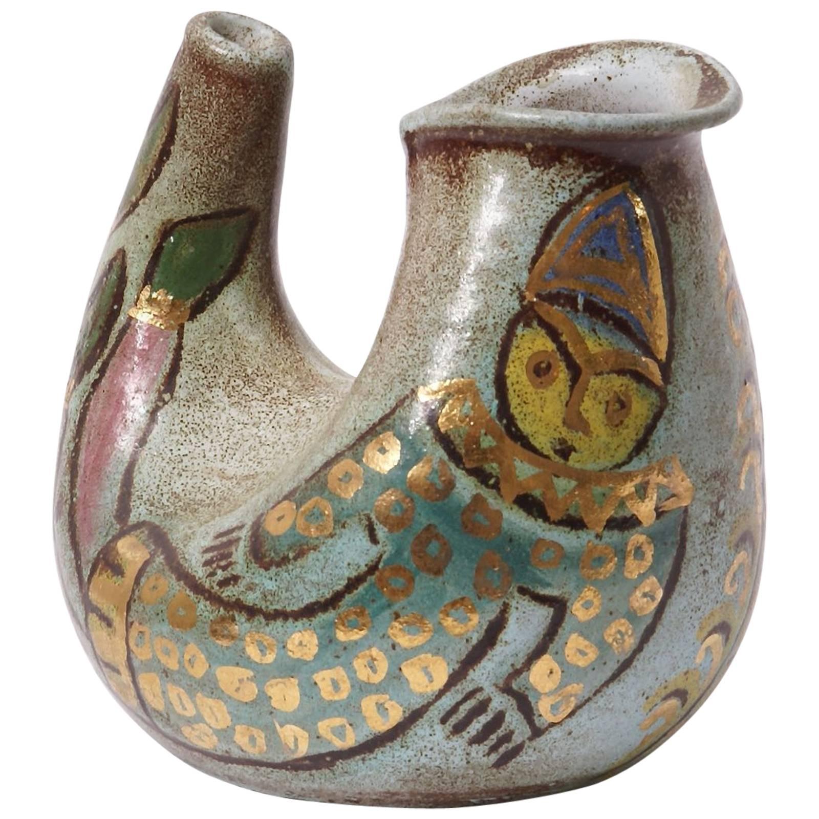 Amazaing Clowns Accolay Ceramic Pitcher, 1960s For Sale