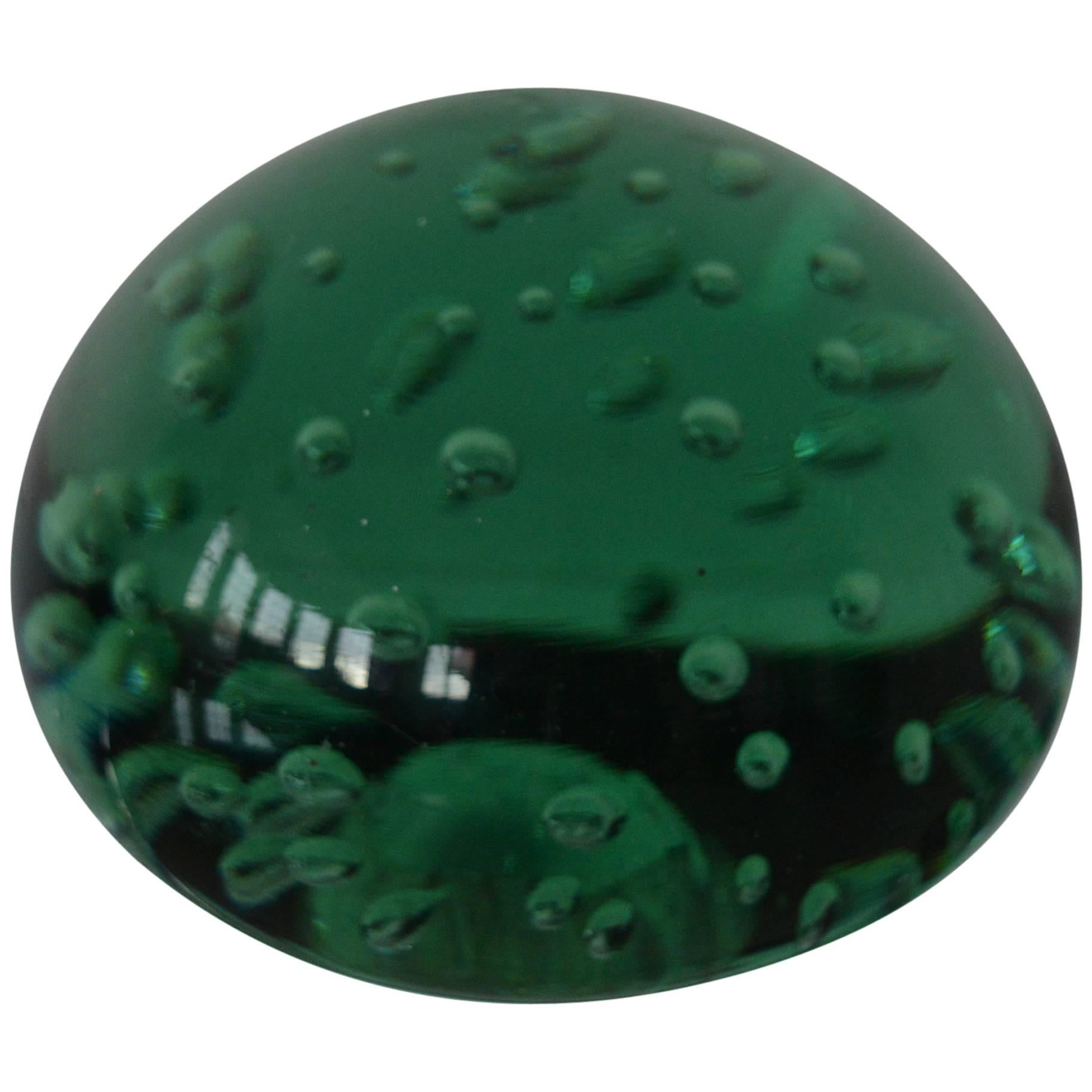 Large Antique Green Glass Doorstop, English, 19th Century