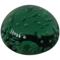 Large Antique Green Glass Doorstop, English, 19th Century