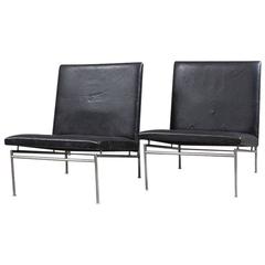 Poul Norreklit Black Leather Lounge Chairs