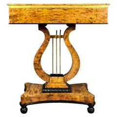 Late 19th Century Empire Fruitwood Console Table, Lyre Base