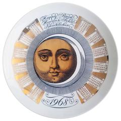 First Piero Fornasetti Porcelain Calendar Plate for the Year 1968