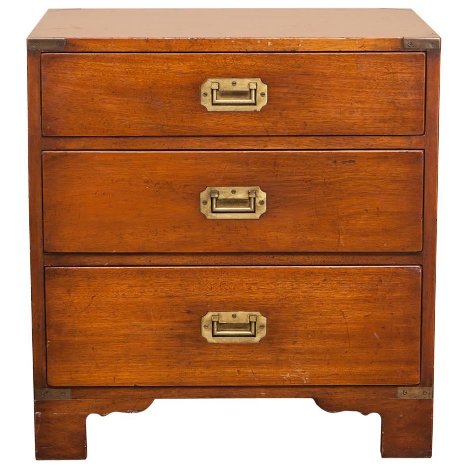 English Mahogany Brass-Mounted Bedside Campaign Chest