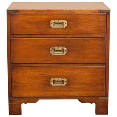 English Mahogany Brass-Mounted Bedside Campaign Chest