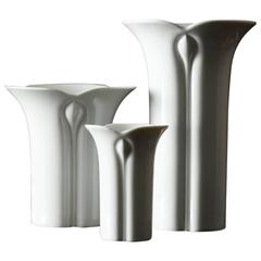 Set of Three White Porcelain Vases by Werner Bünck for Arzberg, Corso Cnospa