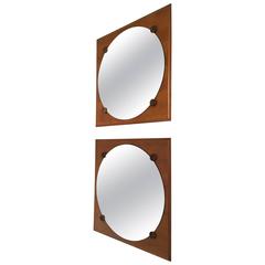 Pair of Large Walnut Wall Mirrors, 1970s 2