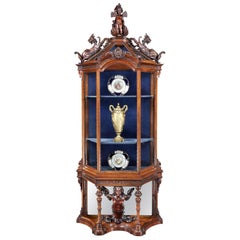Antique 19th Century Italian Carved Walnut Display Cabinet
