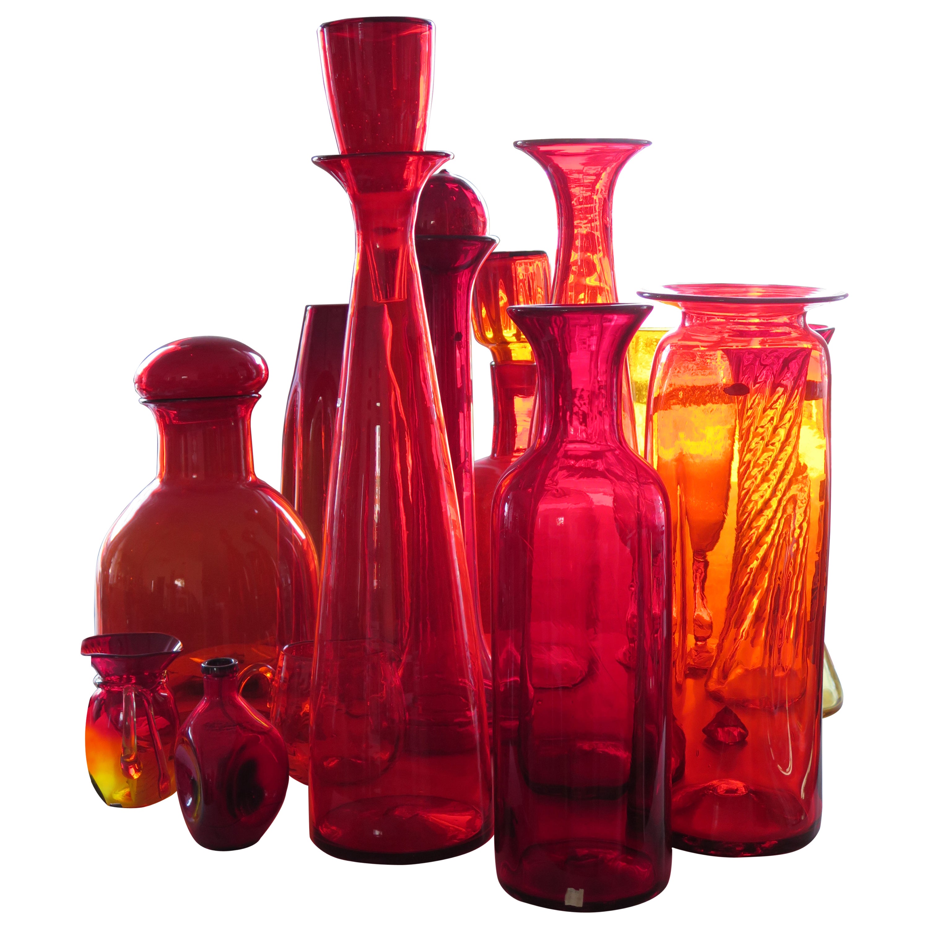 Complimentary Pair of Large, Mid Century Glass Blenko Vases at 1stDibs