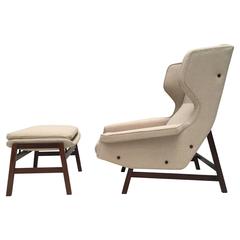 Vintage Ultra Rare Rosewood Gianfranco Frattini 877 Lounge Chair & Ottoman, Cassina, 1959