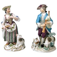 Meissen Kaendler Shepherd Bagpipe Shepherdess Sheep Rococo made 1763-1773 10