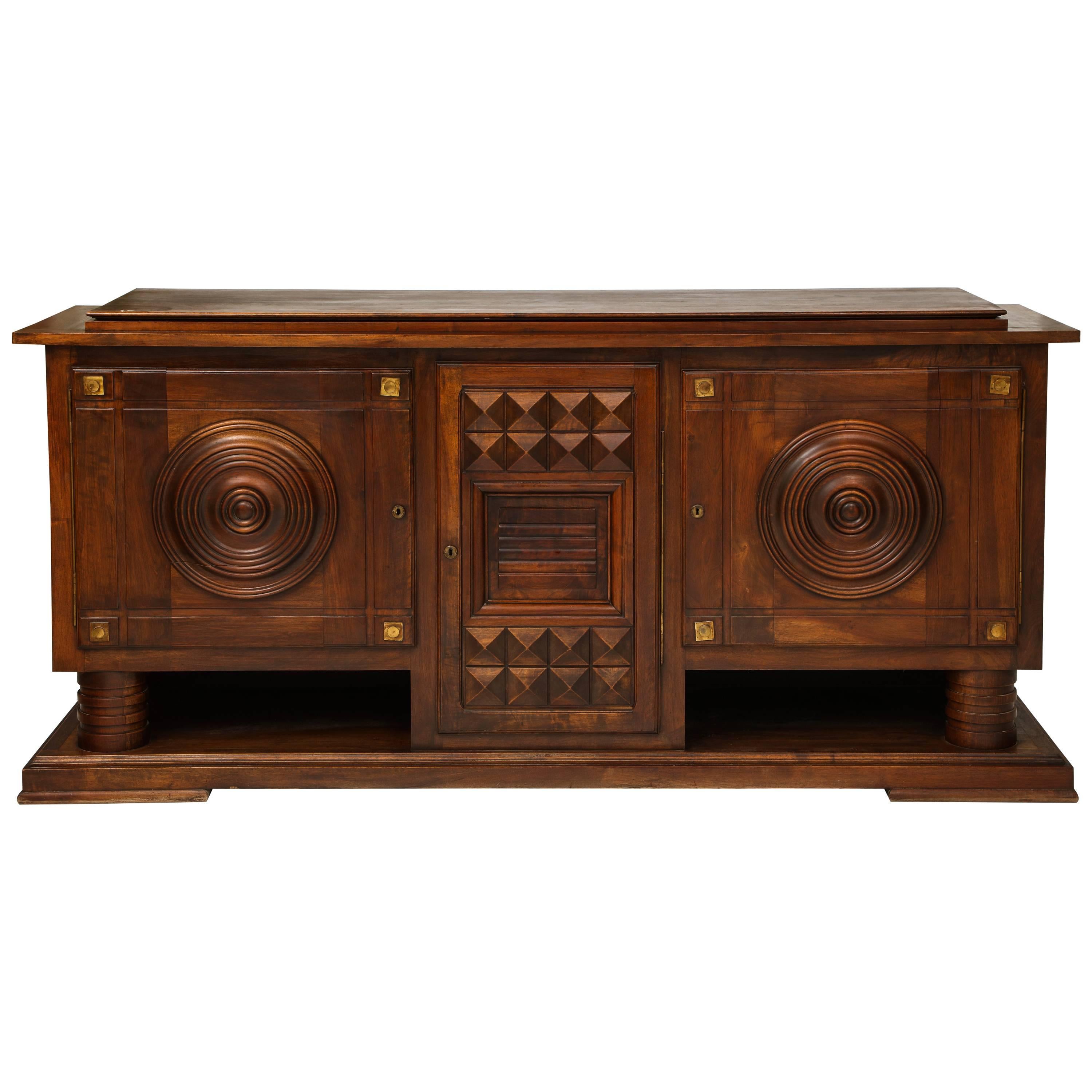 Charles Dudouyt Deco Mahogany Sideboard Buffet, 1930s, France