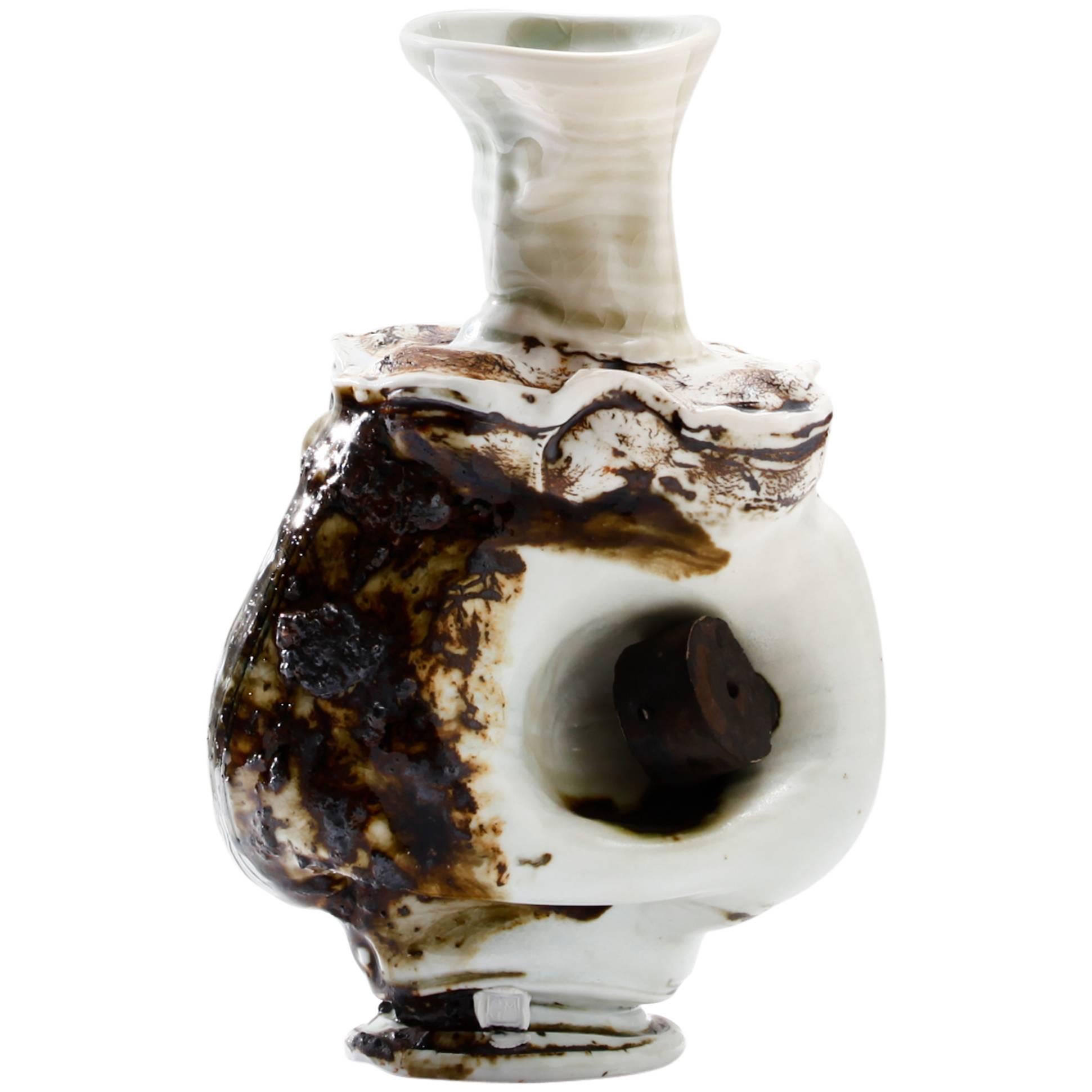 "Twice Impacted, " Porcelain and Stoneware Vase by Gareth Mason For Sale