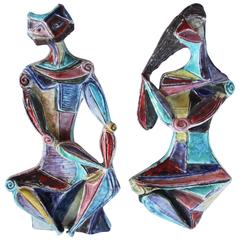 Pair of Early Cubist Wall Sculptures by Marcello Fantoni