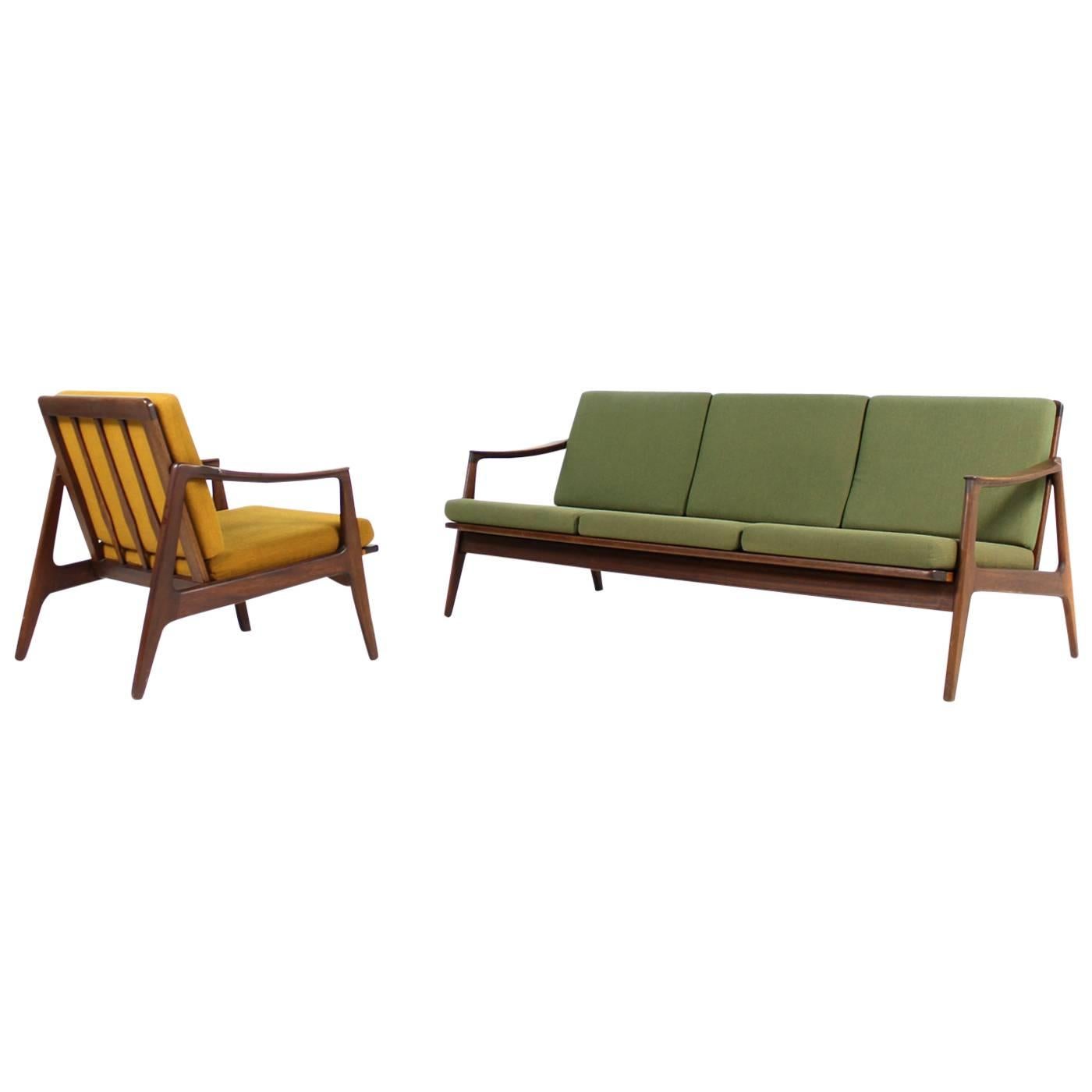 Beautiful 1960s Sofa and Easy Chair Teak Danish MidCentury Modern Seating Group at 1stDibs
