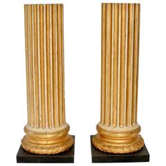 Pair of Gustavian Painted and Carved Giltwood 18th Century Colonns 7