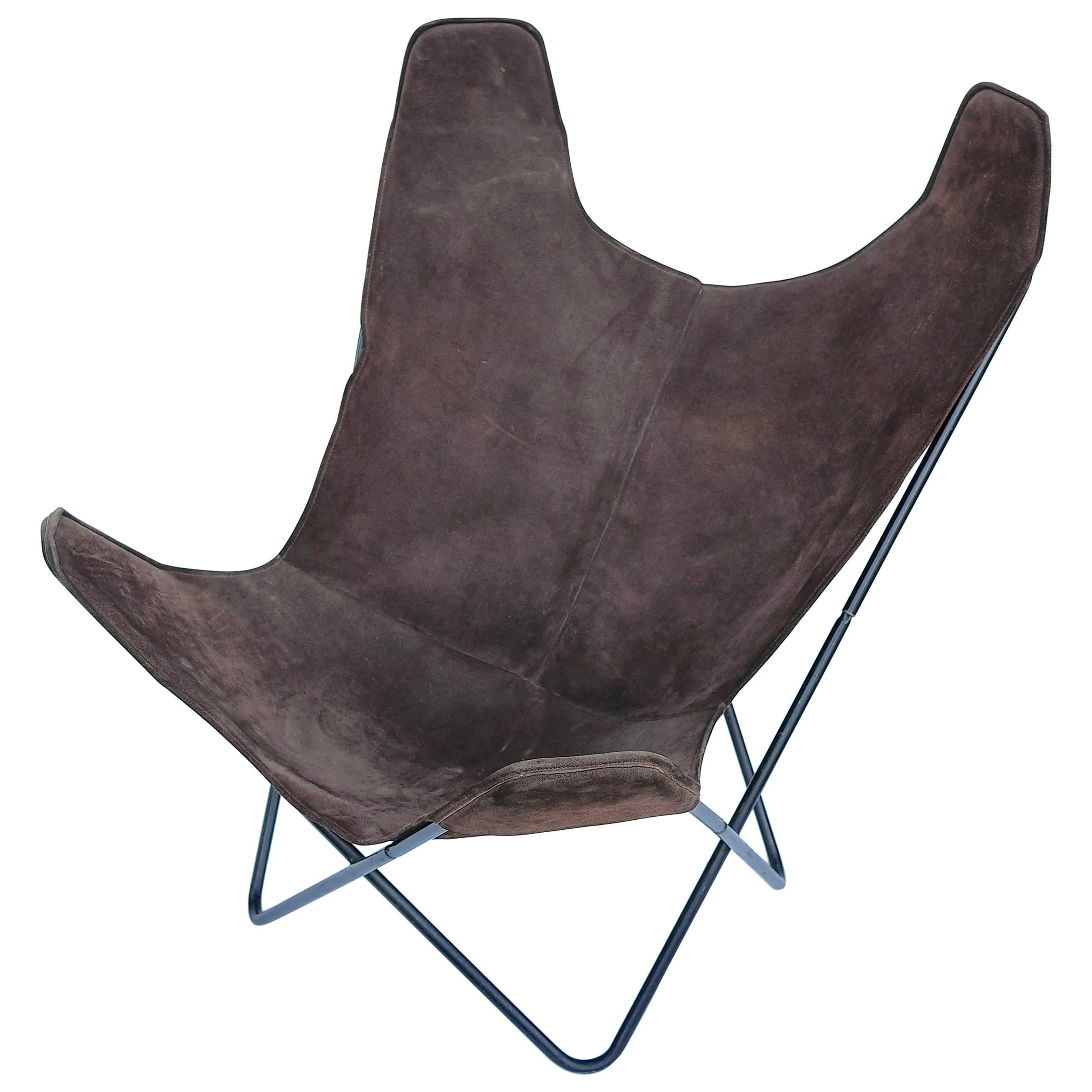 Knoll Butterfly Chair by Jorge Ferrari-Hardoy in Suede Leather