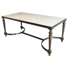 Brushed Steel and Brass Coffee Table with Marble Top 5