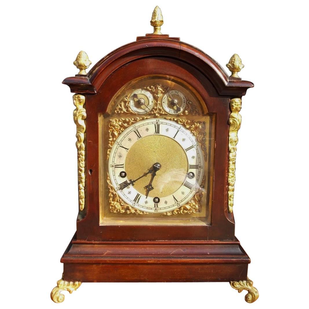 German Mahogany and Ormolu Figural Bracket Clock. W. & H. Sch., Circa 1890 For Sale