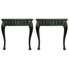 Pair of French Ebonized Console Tables, circa 1930