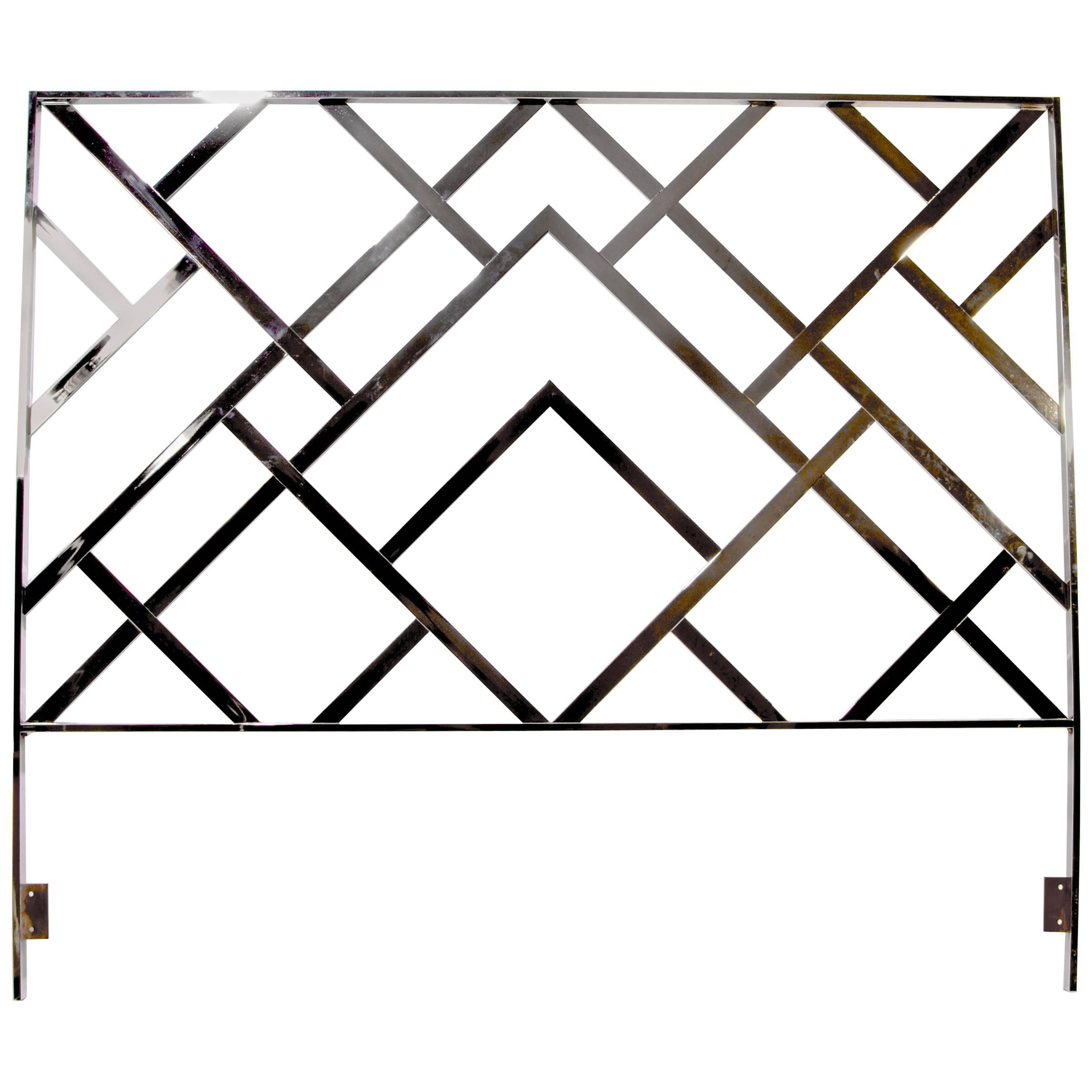 Milo Baughman King-Size Hollywood Regency Chrome Headboard for DIA