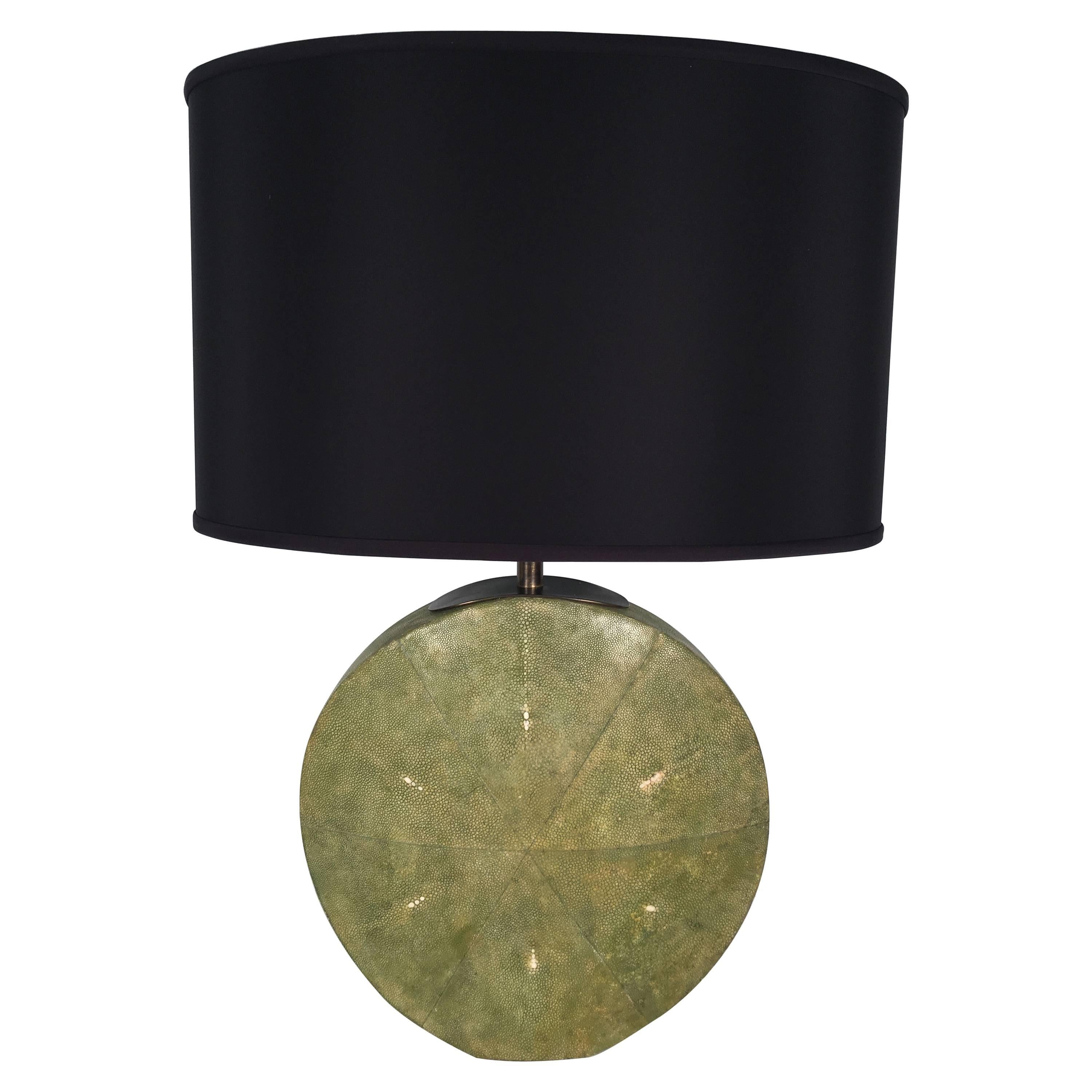 Art Deco Moon Flask Shagreen Table Lamp For Sale