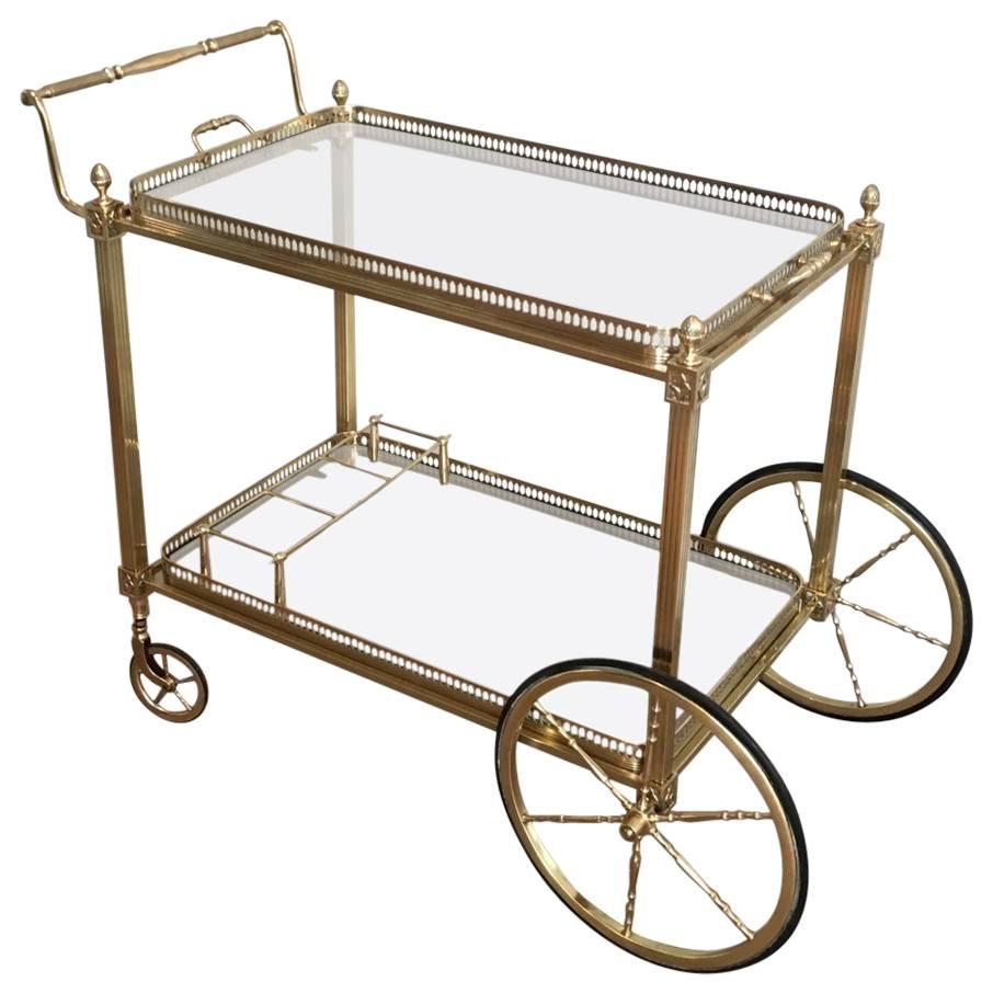 French Neoclassical Style Brass Bar Cart