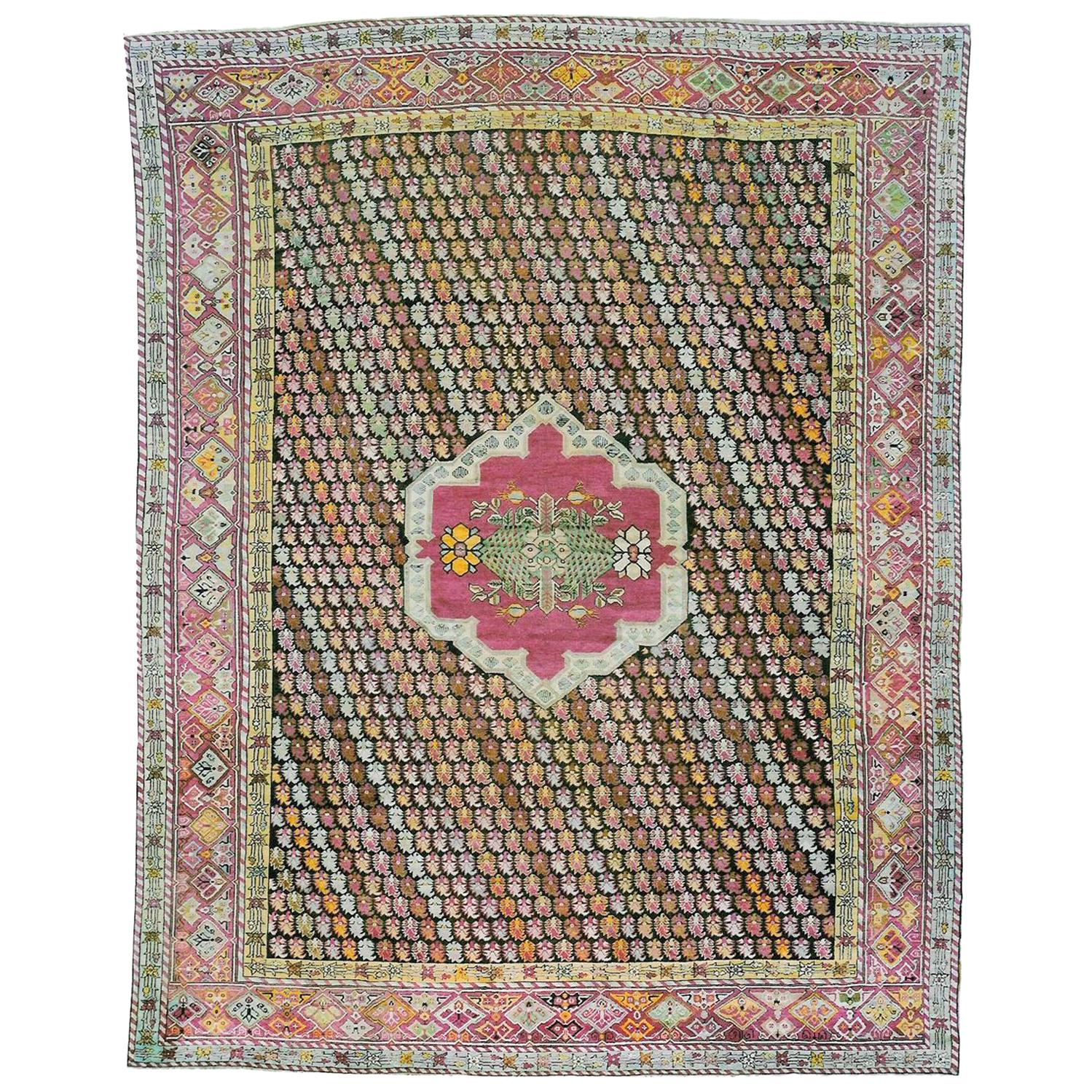Colorful Antique Turkish Rug from Ghiordes Village For Sale
