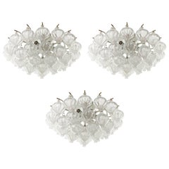 Three Large Kalmar 'Tulipan' Flush Mount Light Fixtures, Blown Glass, 1970