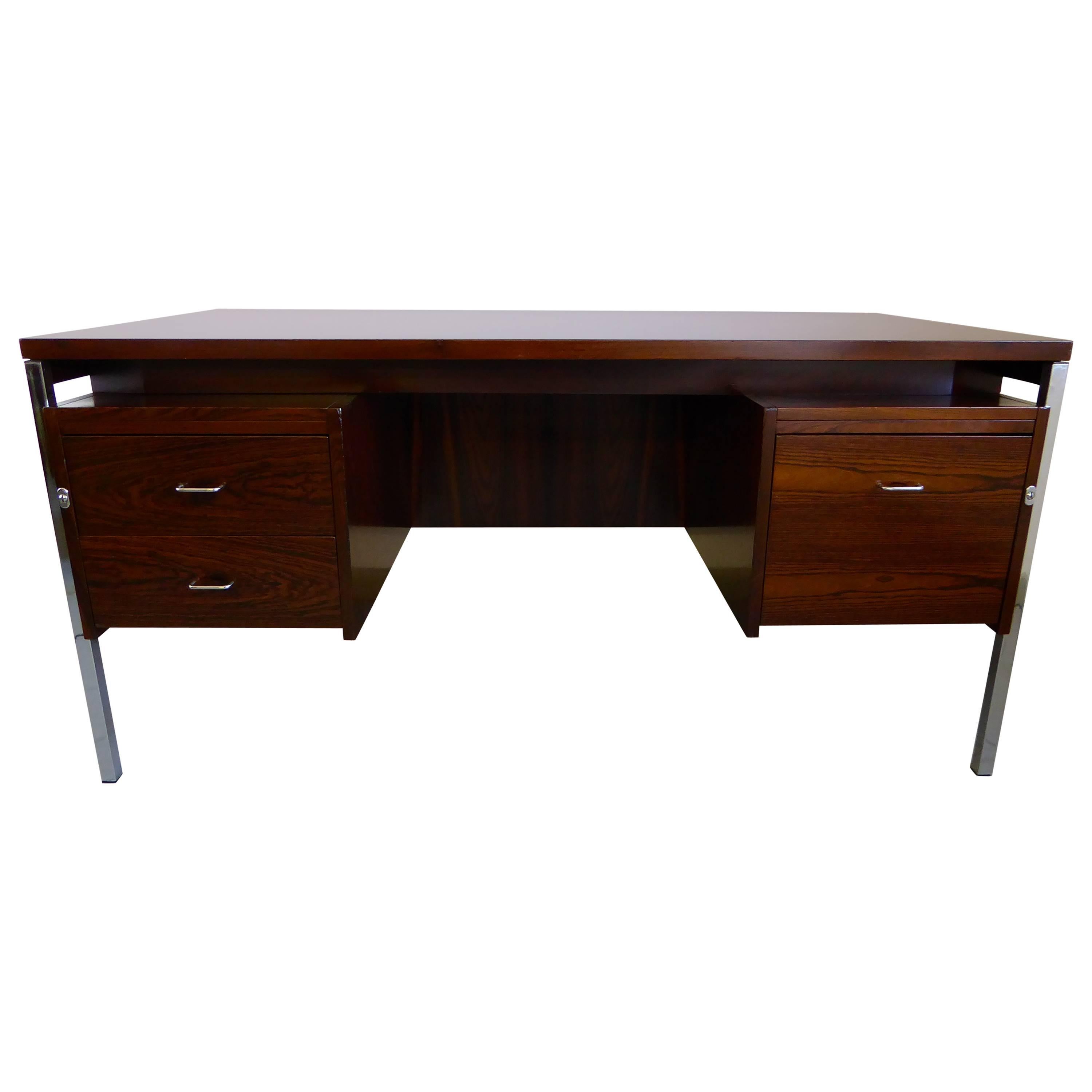 Rare Brazilian Rosewood and Steel Desk by Moveis Cimo, 1960s