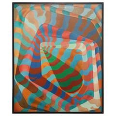 Richard David Op Art, Oil on Canvas, Signed