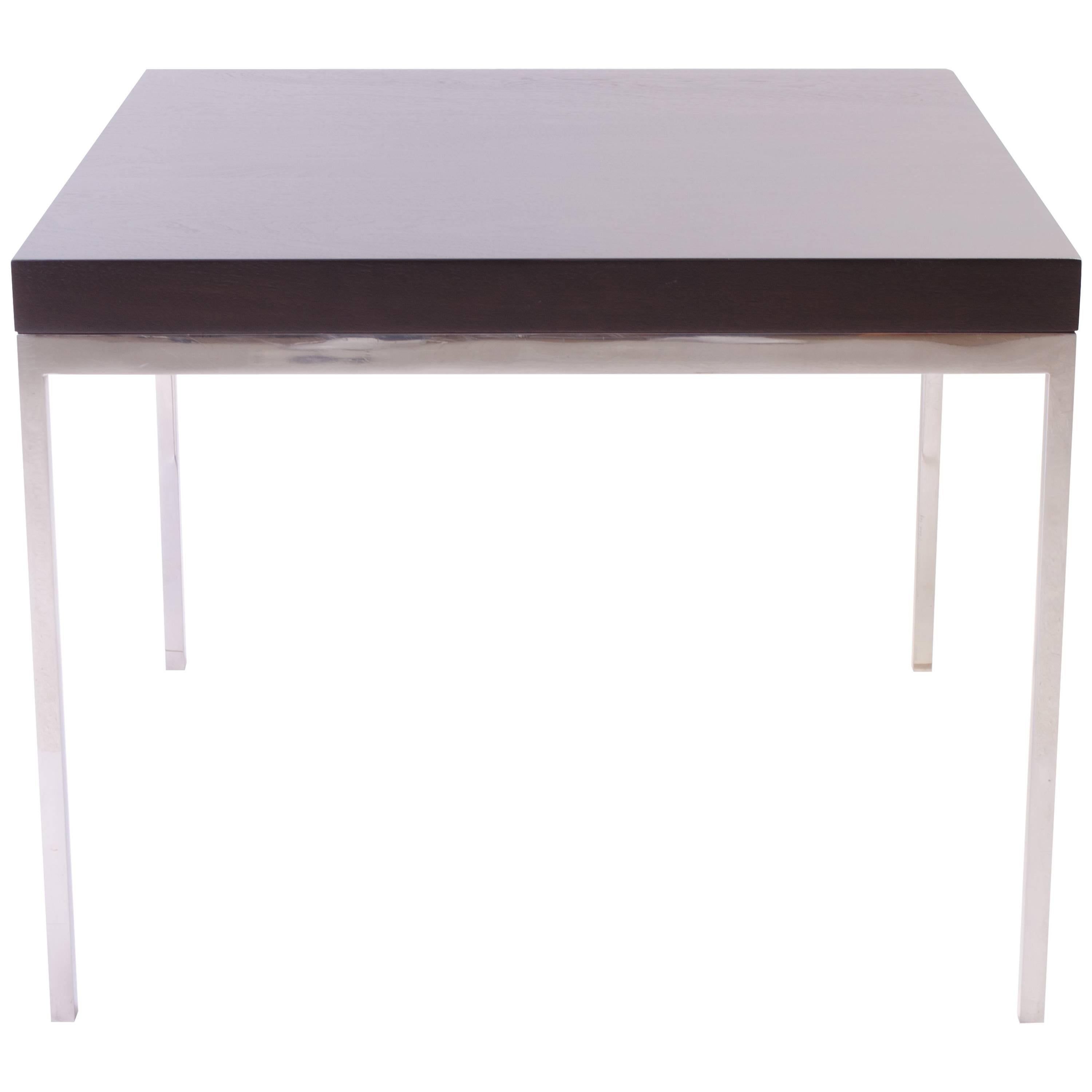 Walnut and Chrome Modernist Side Table For Sale