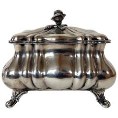 Hallmarked Sterling Silver Jewelry Box with Rose Finial