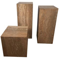 1970s Travertine Pedestal, Medium 5