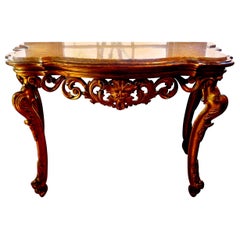 Antique 18th Century Venetian Giltwood Console Table with Marble Top