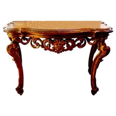 18th Century Venetian Giltwood Console Table with Marble Top