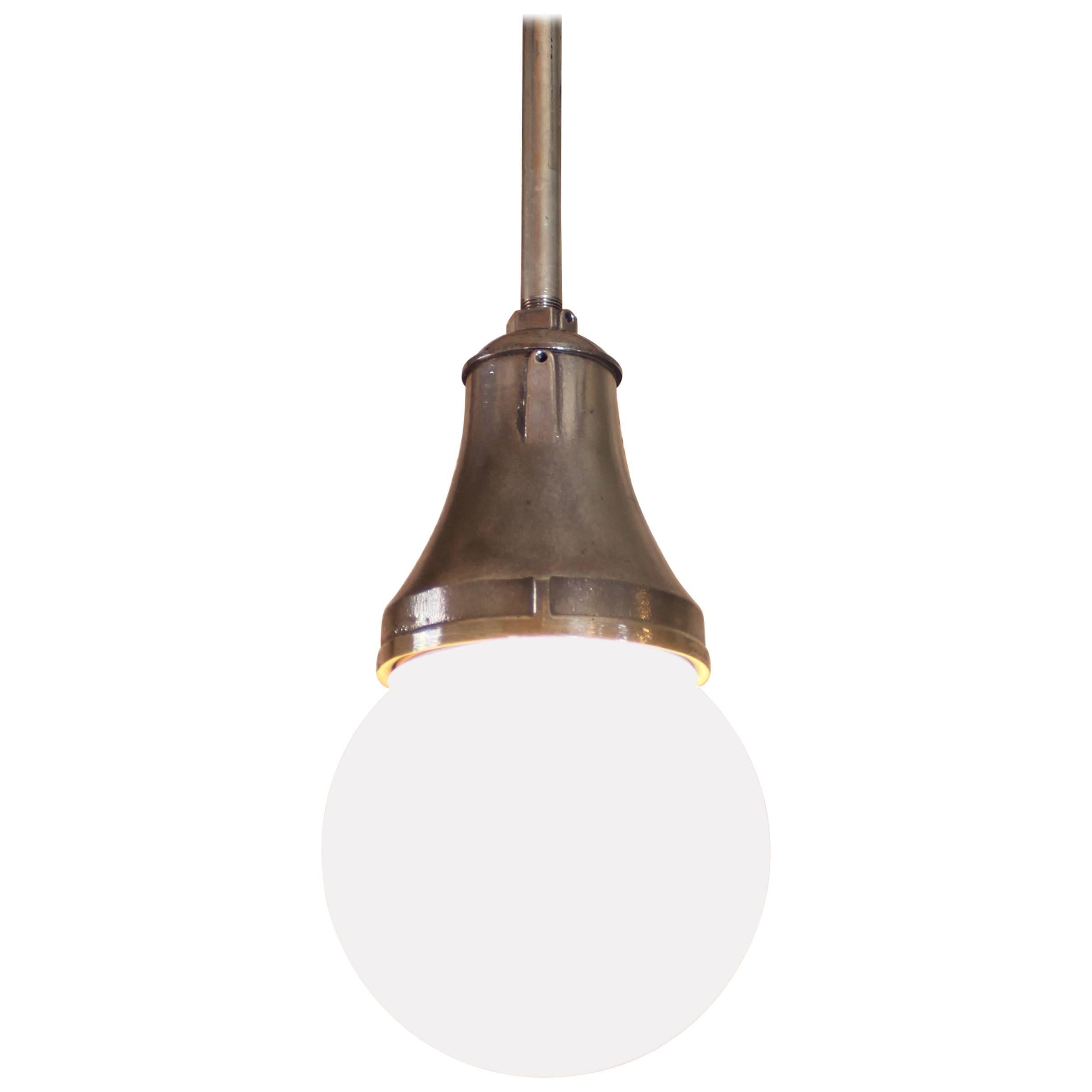 Industrial Pendant Light, Lamp Cast Iron Glass Globe Ceiling Hanging 
