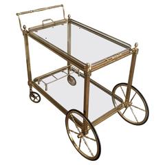 French Neoclassical Style Brass Bar Cart